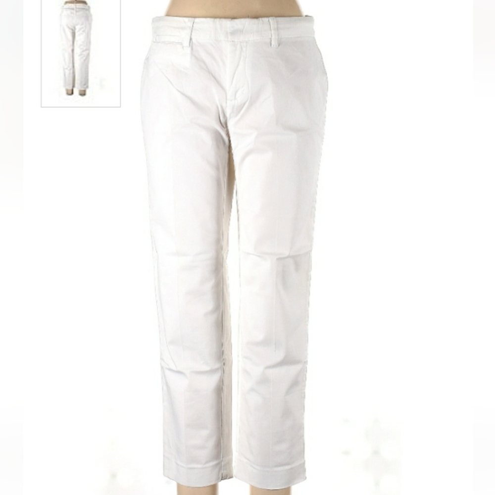 Crown & Ivy Jeans Womens 12 Petite White Crop Skinny Stretch Coastal Minimalist